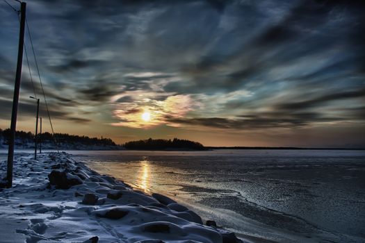 Winter picture of the east sea in western Finland