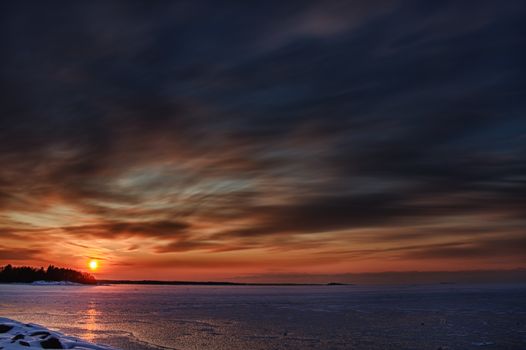 Winter picture of the east sea in western Finland
