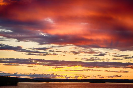 Dusk after a heavy thunderstorm in northern Finland