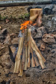 A campfire in the wilderness of north Finland