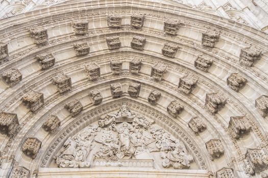 Door of Assumption (Spanish: Puerta de la Asuncion) of the Sevilla Cathedral (Spanish: Catedral de Santa Maria de la Sede) in Spain, main portal of the west facade.