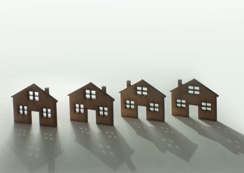 Small houses in a row with space for text