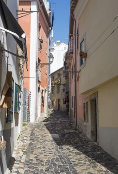 old street in the city of lisbon portugal