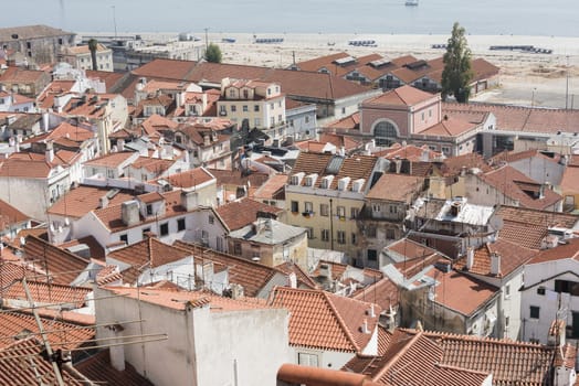 very old downtown part of Lisbon, capital city of Portugal