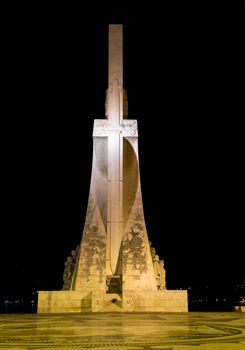 Padrao dos Descobrimentos (Monument to the Discoveries) is a monument on the northern bank of the Tagus River estuary in Lisbon by night