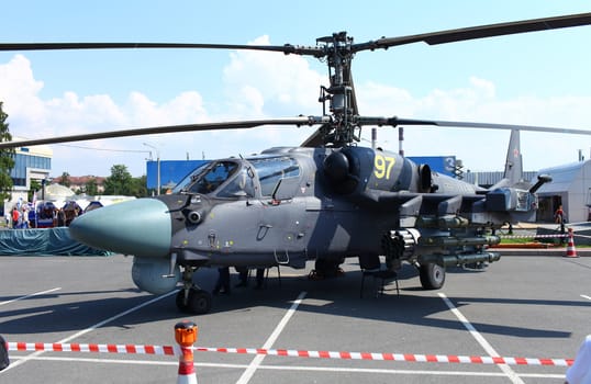 St. Petersburg  Russia  Jule 5, 2013  Attack helicopters Ka-52 Alligator