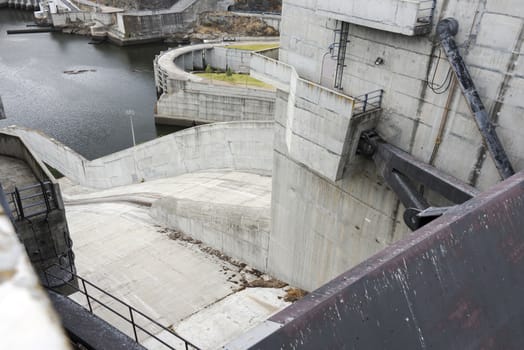 floodgate closeup in Hydroelectric Power Station of Alqueva. In the Alentejo in Alqueva Lake is this piece of modern engineering.