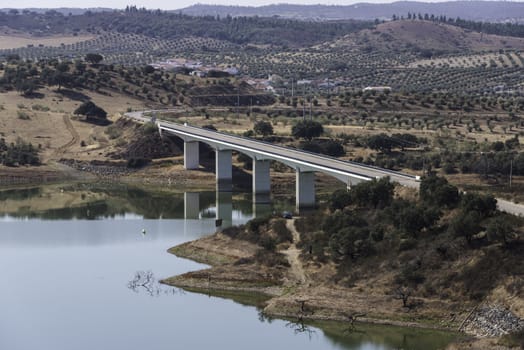   View over the Alqueva with bridge, Alentejo, Portugal