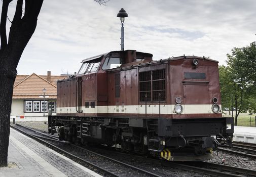 old red steam locomotive still in use in Germany from Wernigerode to the hill called brocken