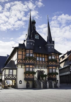sqaure with town hall in wernigerode germany