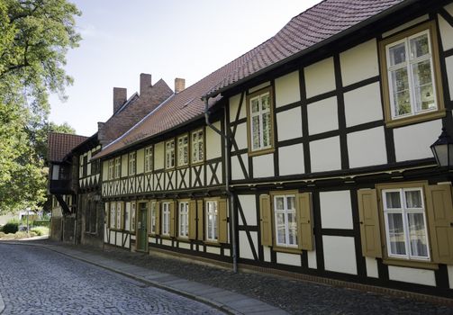 very old half timbered typical german houses in wernigerode 