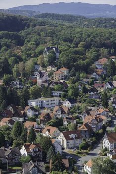 the german viaalge wernigerode skyline with church houses and hotels 