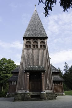 Stave church totally made from wood  from 1907 above Hahnenklee village in the Harz Mountains