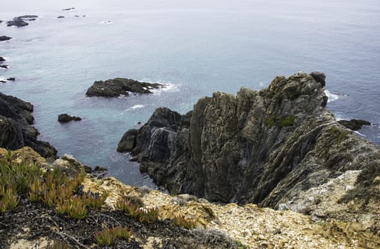 blue water near the rocks of the west coast of Portugal