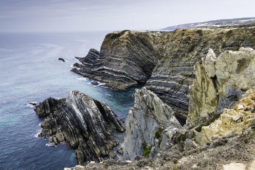 blue water near the rocks of the west coast of Portugal