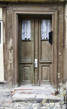 very old wooden door house entrance