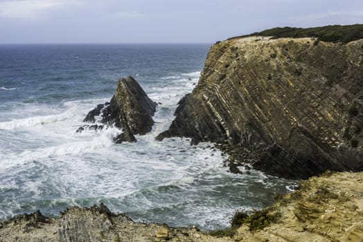 blue water near the rocks of the west coast of Portugal