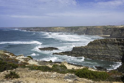 blue water near the rocks of the west coast of Portugal