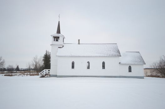 historic architecture of the building on a cold winter day