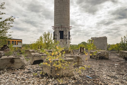 ruins of a very heavily polluted industrial factory, industrial series