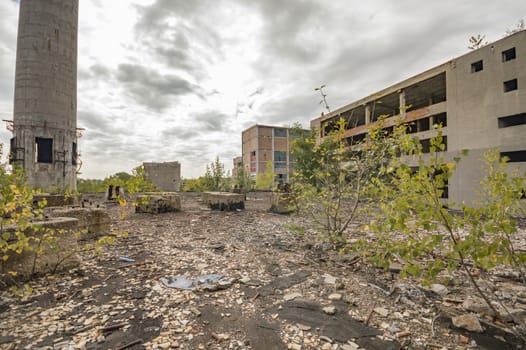 ruins of a very heavily polluted industrial factory, industrial series