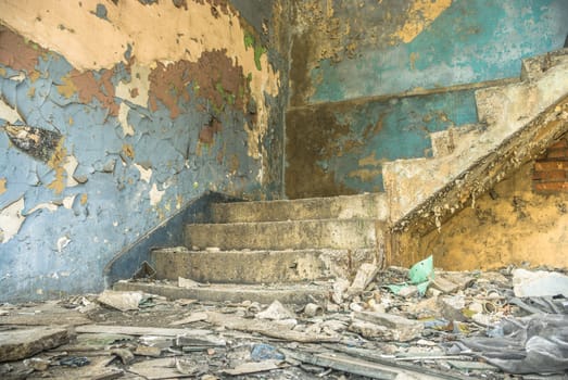ruins of a very heavily polluted industrial factory, industrial series