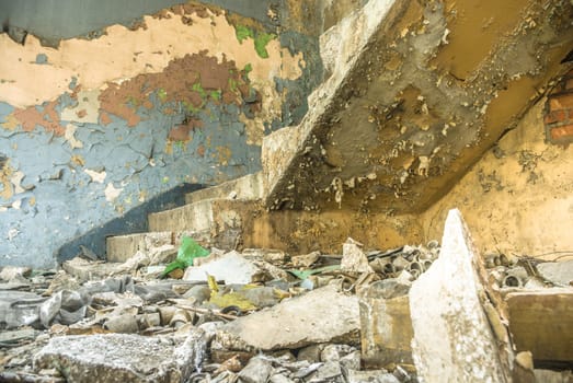 ruins of a very heavily polluted industrial factory, industrial series