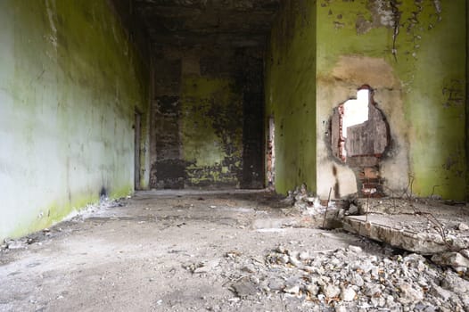 ruins of a very heavily polluted industrial factory, industrial series