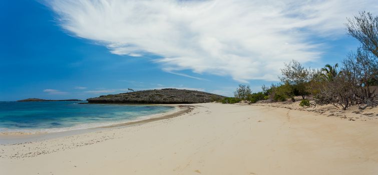paradise sand beach in Antsiranana, Diego Suarez bay, Indian ocean,  Madagascar beautiful vigrin nature landscape