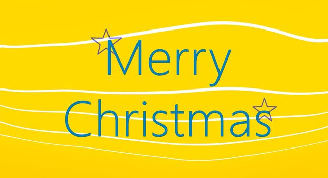 picture of a Merry Christmas card on yellow background with white lines