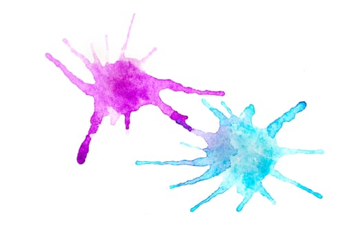 abstract watercolor background as blots on white background.