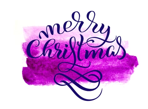 abstract background purple tone and the text of Merry Christmas. Lettering calligraphy.
