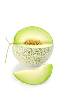 shopped green melon isolated on white background