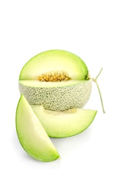 shopped green melon isolated on white background