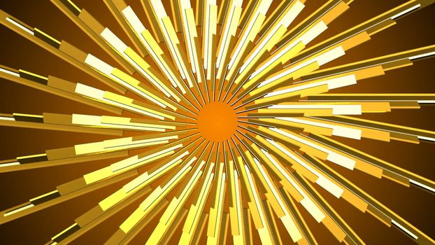 Abstract gold element. Fractal golden background. Mirror