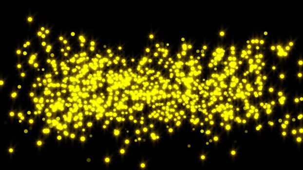 Golden particle background. yellow particles with black background