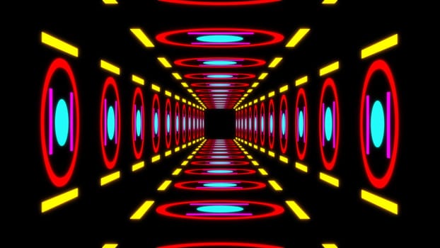 Retro colorful tunnel. Colorful element with black background