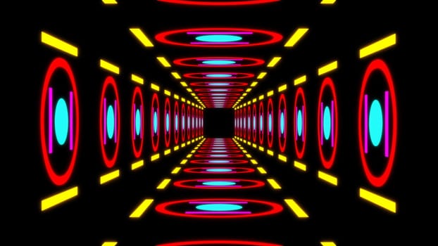 Retro colorful tunnel. Colorful element with black background