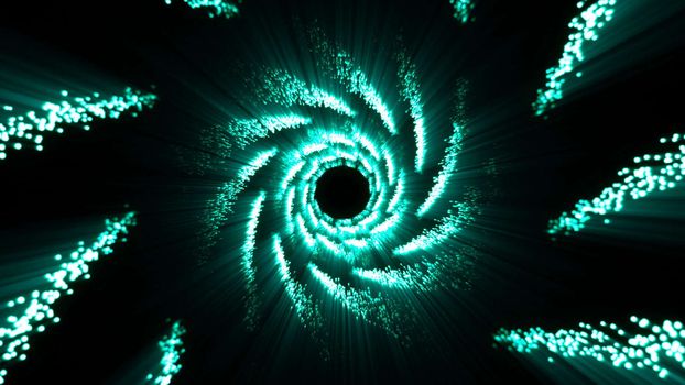Spiral Abstract background with particles. Seamless loop