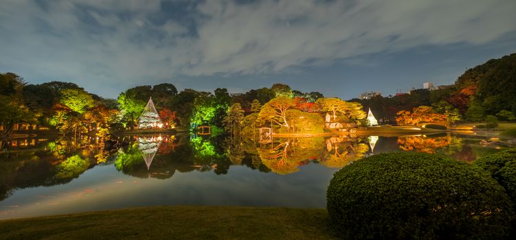 Autumn illumination at Rikugien Garden