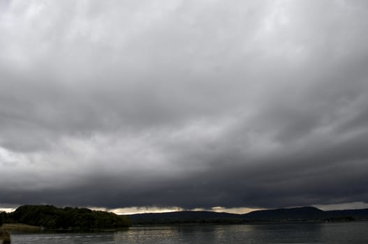 Storm and Rain over lake, France, France
