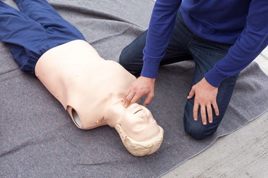 Taking pulse. Cardiopulmonary resuscitation - CPR.