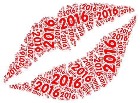 Sensual lips made up by the number 2016