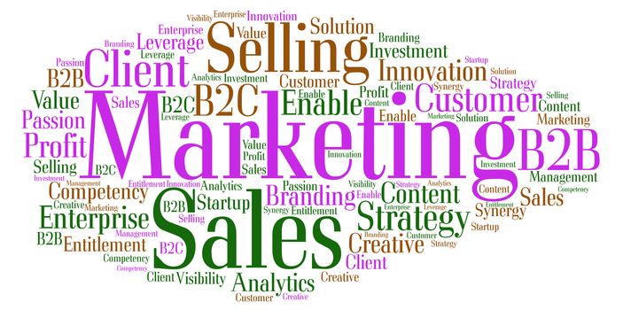 Word cloud around the theme Sales, Marketing and Strategy