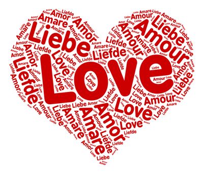 A word cloud with Love in some European Languages
