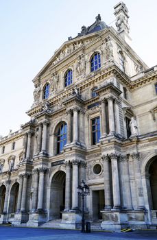 Facade of the Louvre Museum in Paris, France