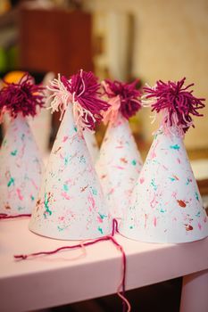 festive caps on the head for birthday of children