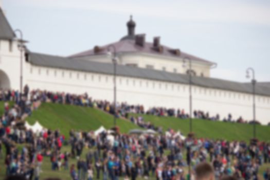 crowd of people in the Kazan kremlin, Russia