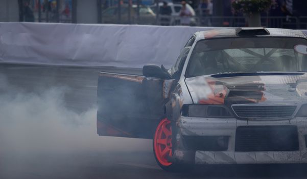 sport car with open door on the racing