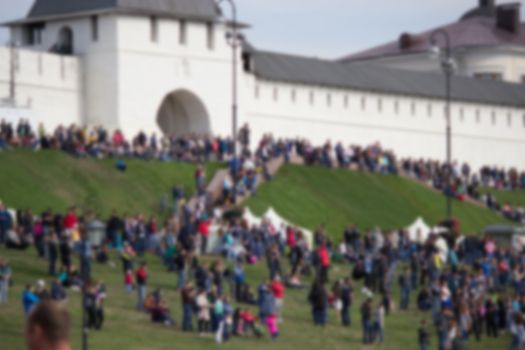 crowd of people in the Kazan kremlin, Russia